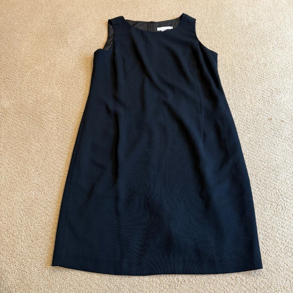 Garfield & Marks Black Sheath Dress Minimal Career Sleeveless Round Neck Size 16